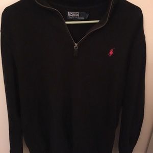 black polo half zip
